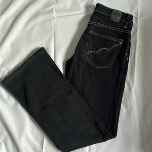 Dark Black Low-Rise Boot-Cut Stretch Denim  Jeans, Size 29